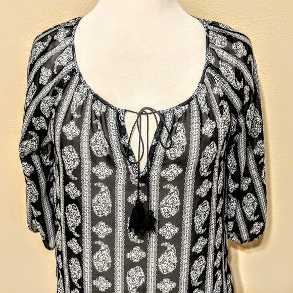 3/$15 FOREVER 21 Sheer blouse with tassels (small) - Picture 2 of 9